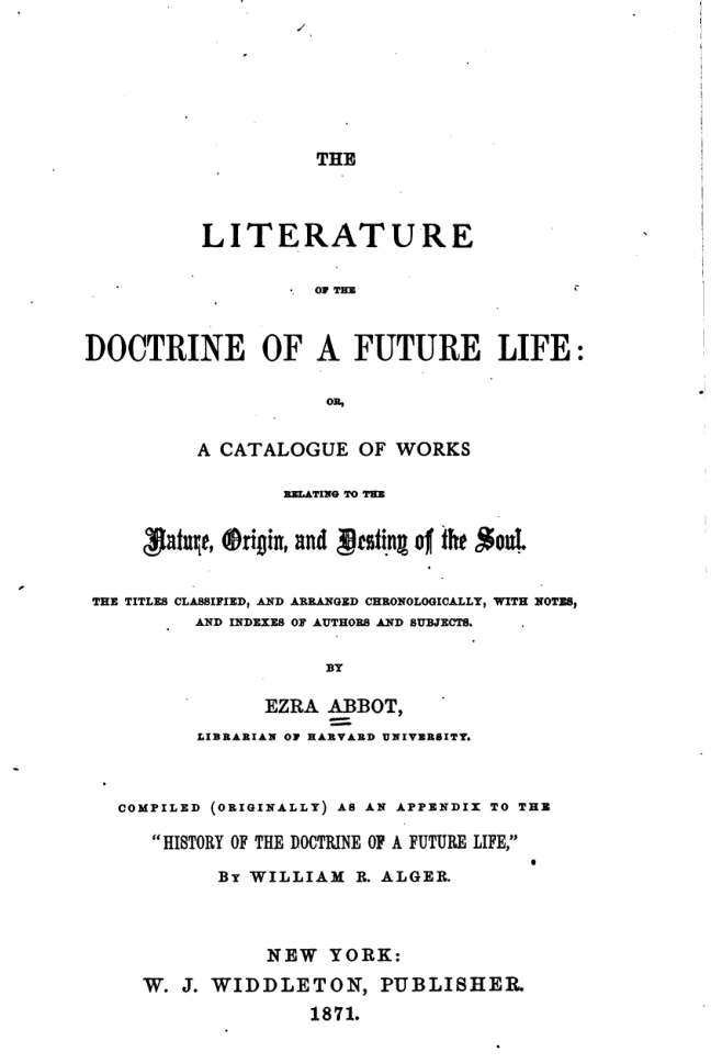 The Literature of the Doctrine of a Future Life - E Abbot cover