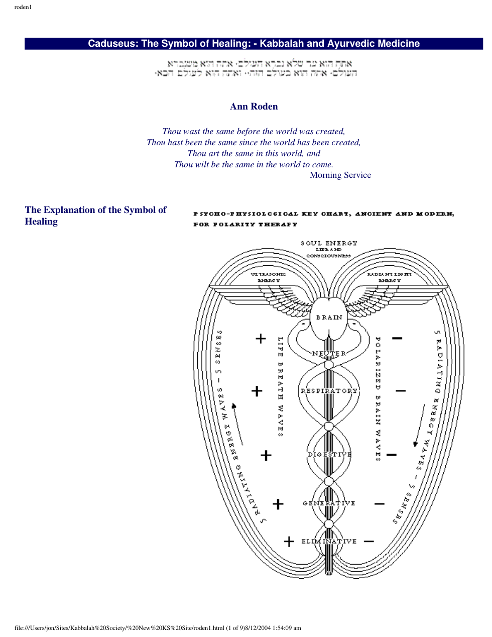 Caduseus the Symbol of Healing Kabbalah and Ayurvedic Medicine cover