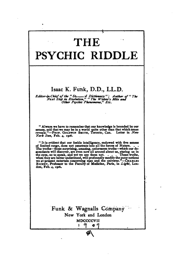 The Psychic Riddle - F K Funk cover