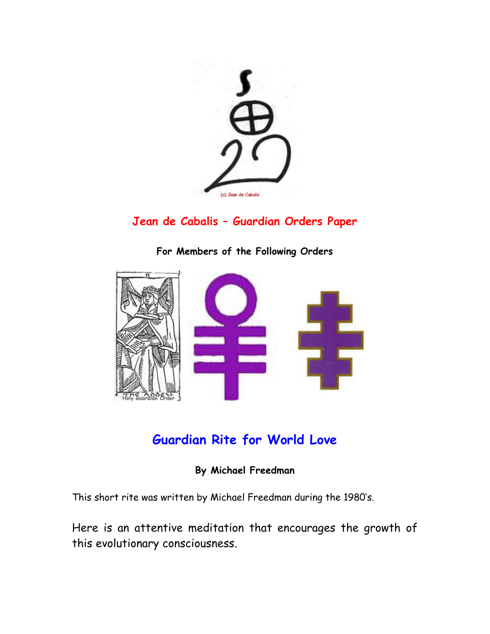 Rite for World Love cover