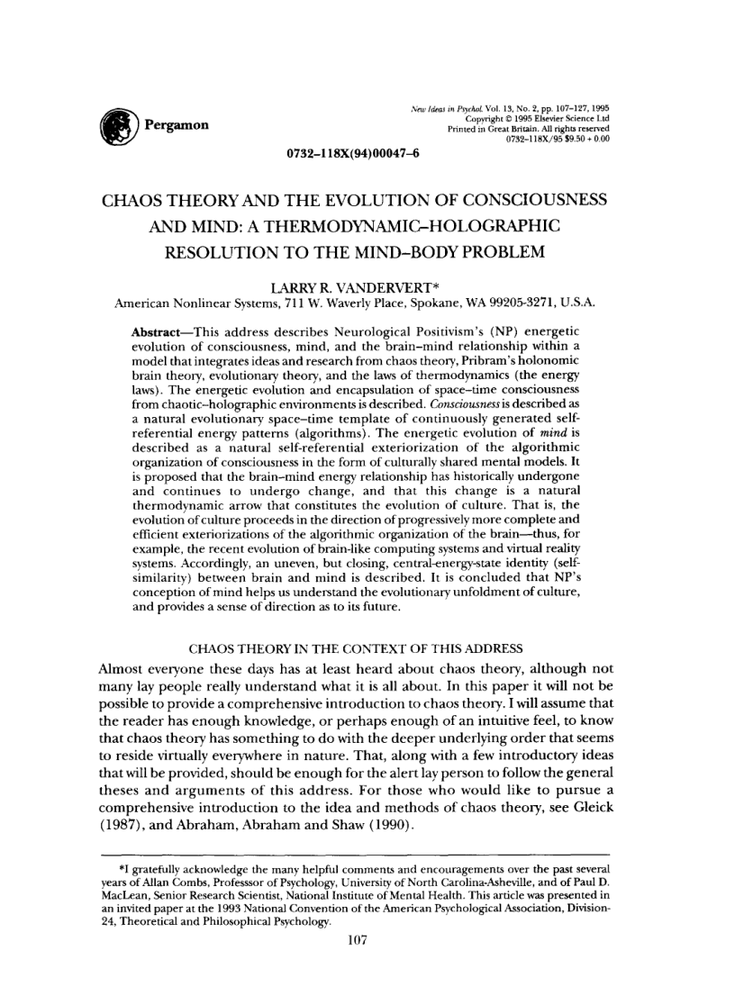Chaos Theory And The Evolution of Mind And Consciousness cover