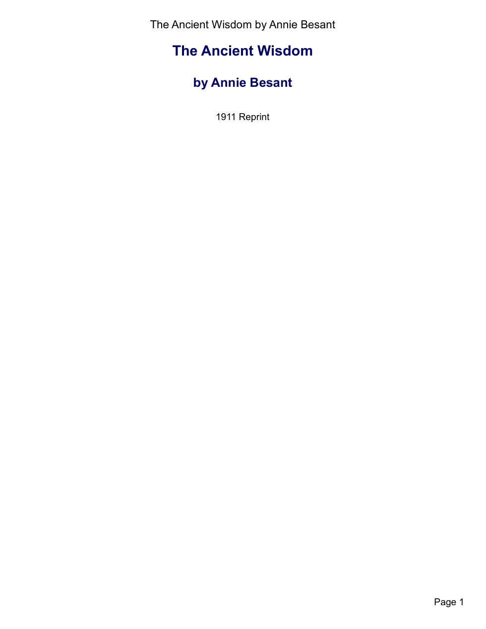 Annie Besant - Ancient Wisdom cover