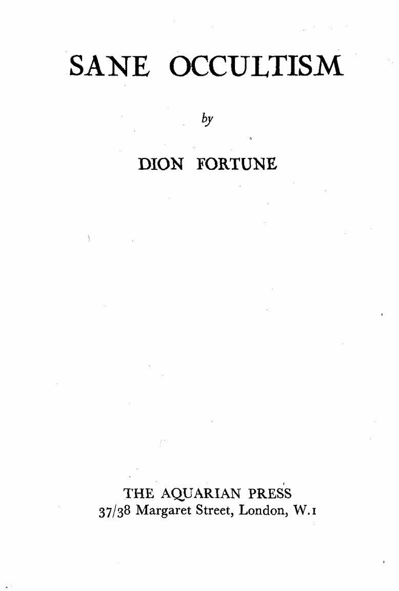Sane Occultism cover