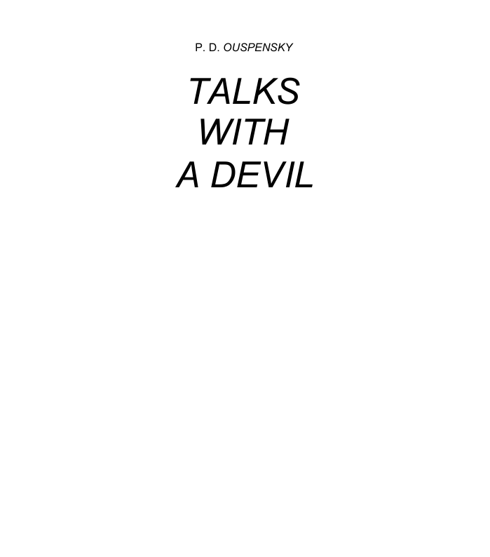 Ouspensky P D - TALKS WITH A DEVIL cover