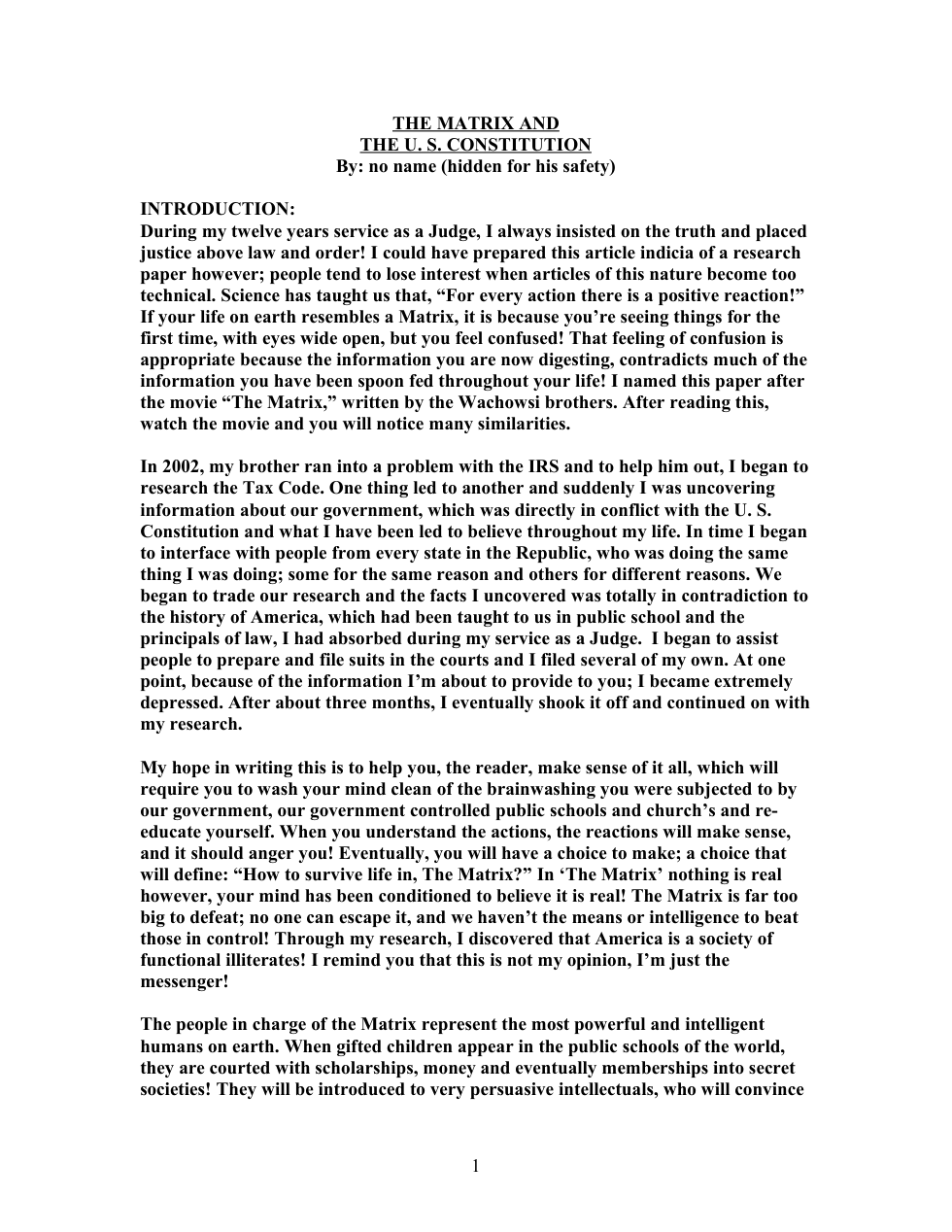 Matrix And The Constitution cover