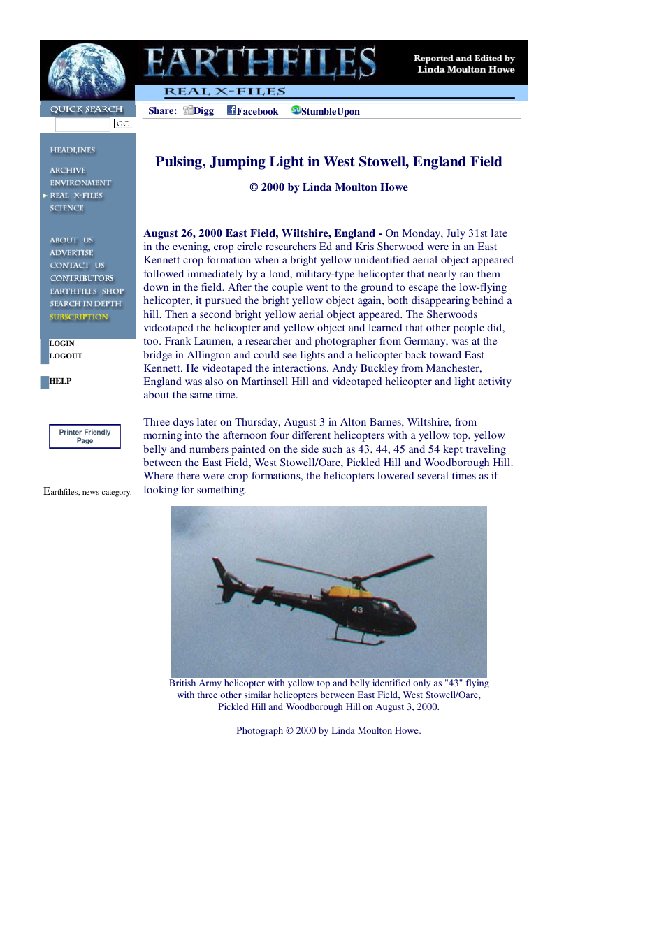 08 26 2000 Pulsing, Jumping Light in West Stowell, England Field cover