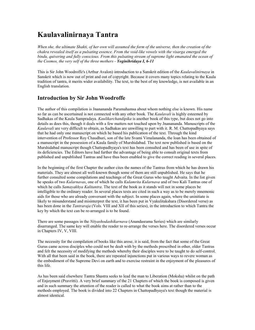 Kaulavalinirnaya Tantra cover