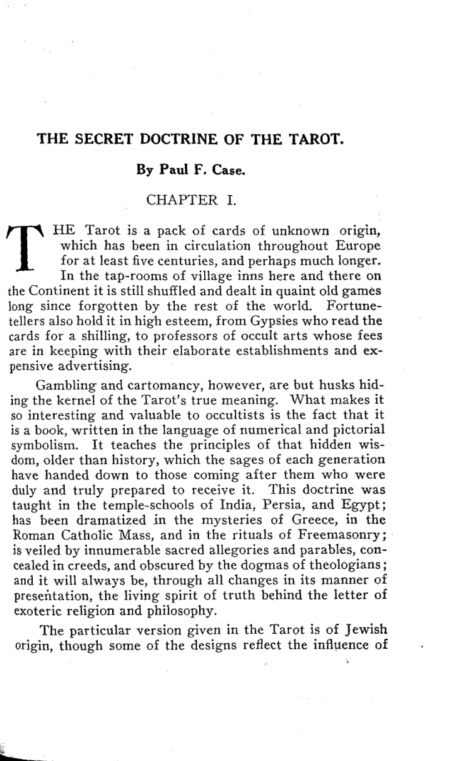 1917-The Secret Doctrine of the Tarot cover