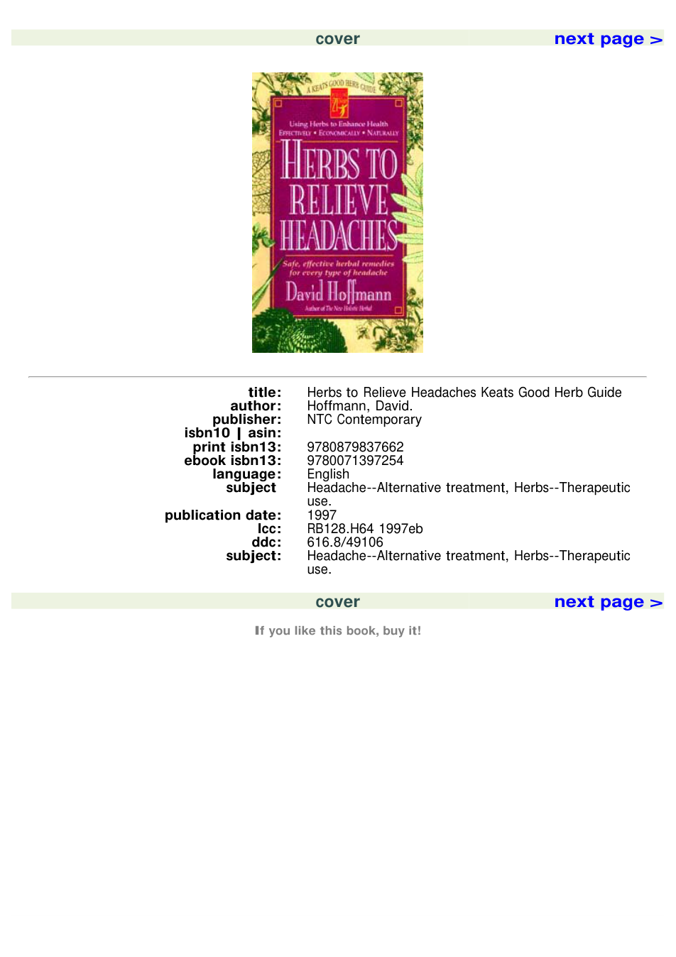 Herbs to Relieve Headaches Safe, Effective Herbal Remedies for Every Type of Headache (David Hoffmann) (z-lib.org) cover