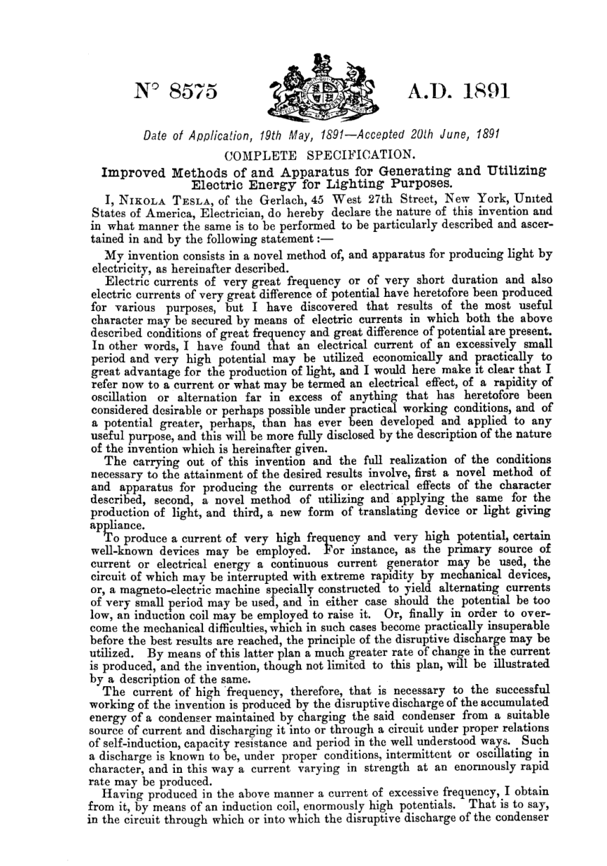 Tesla Patents - B8575 cover