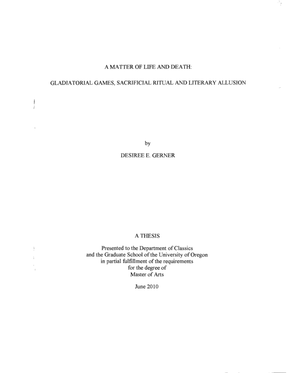 A MATTER OF LIFE AND DEATH gladiators public sarice ritual cover