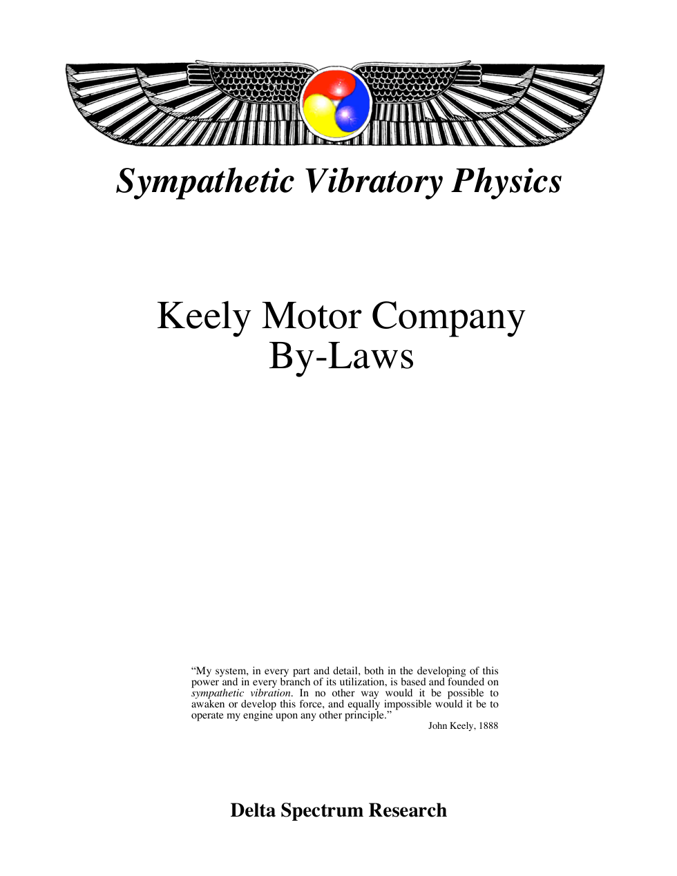 Keely Motor Co. By-Laws cover