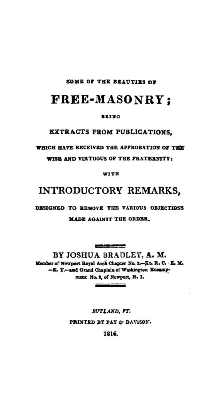 Some of the Beauties of Freemasonry - J Bradley cover