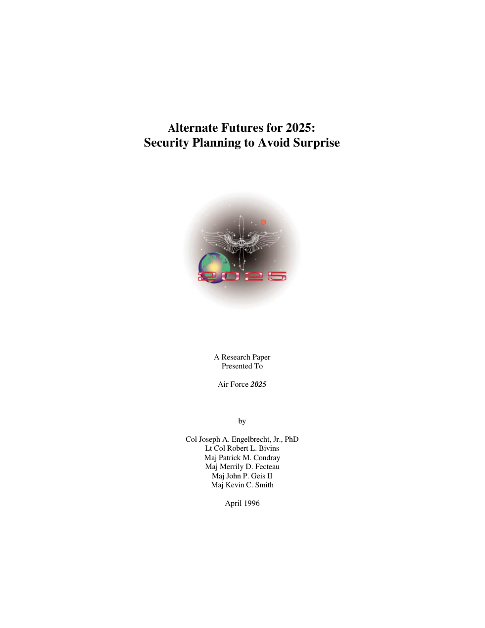 Alternate Futures for 2025 (1996) cover