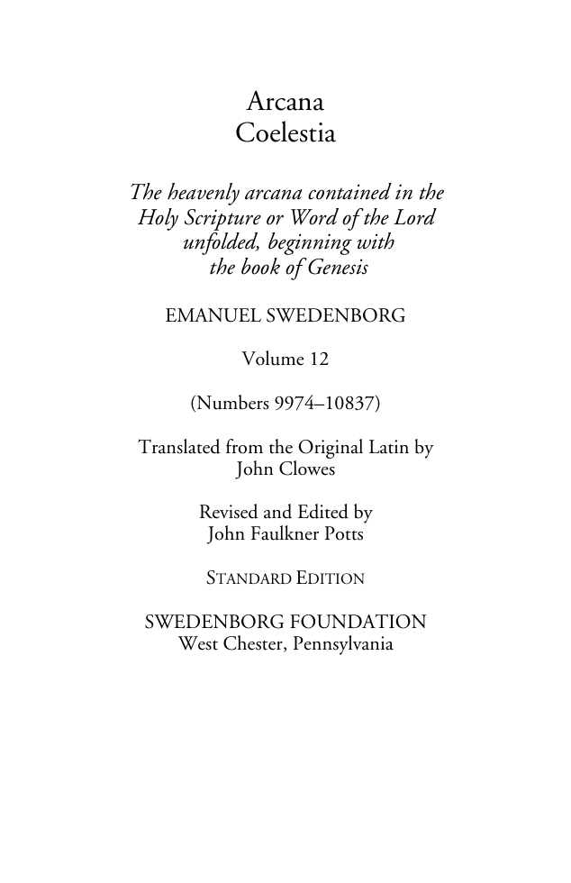 Emanuel Swedenborg - Arcana Coelestia - 12 of 12 cover