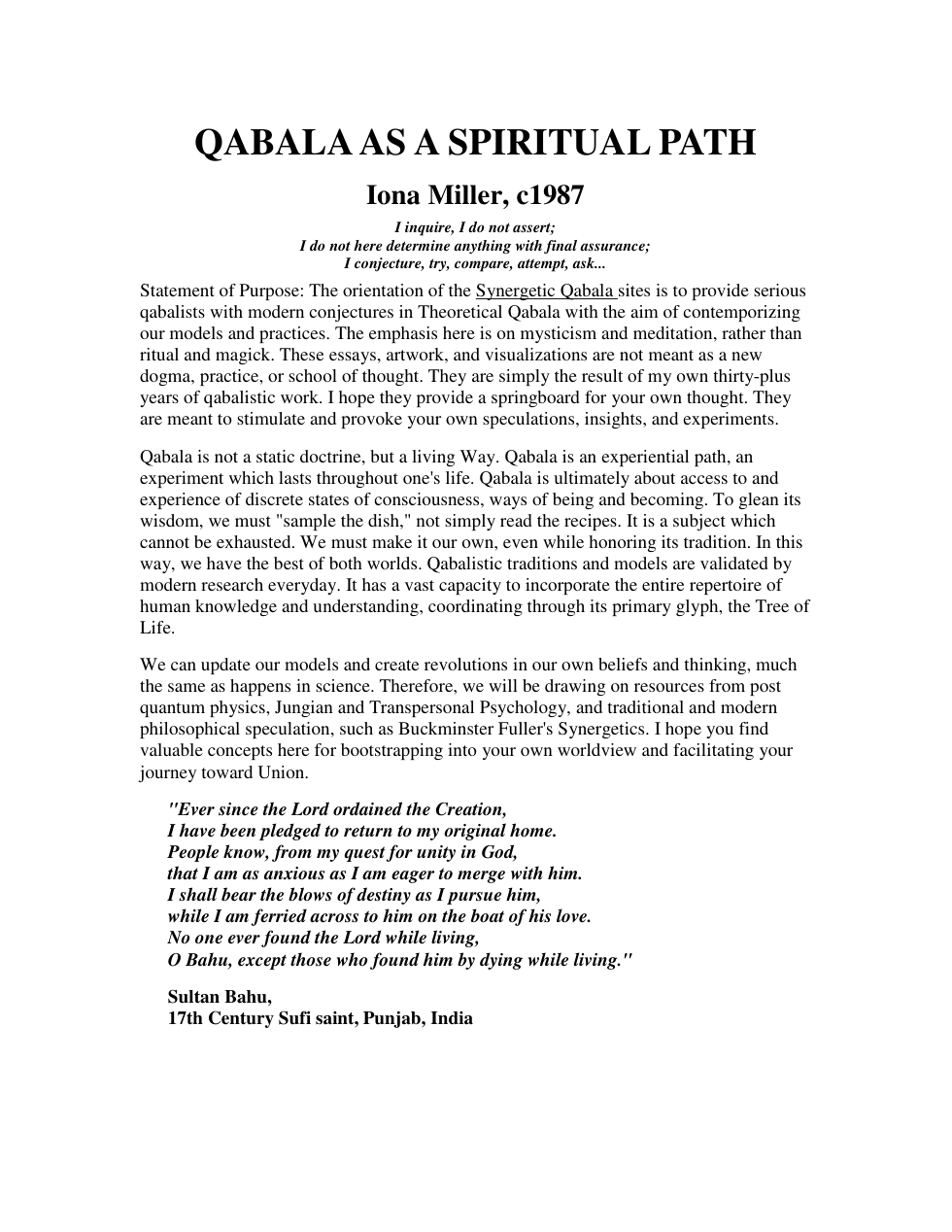 Qabala as a Spiritual Path cover