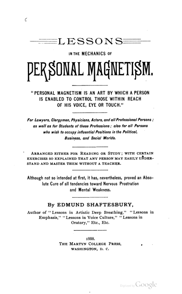 Edmund Shaftesbury - Lessons in the Mechanics of Personal Magnetism cover