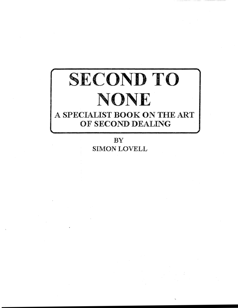 Simon Lovell -1- Second to None cover