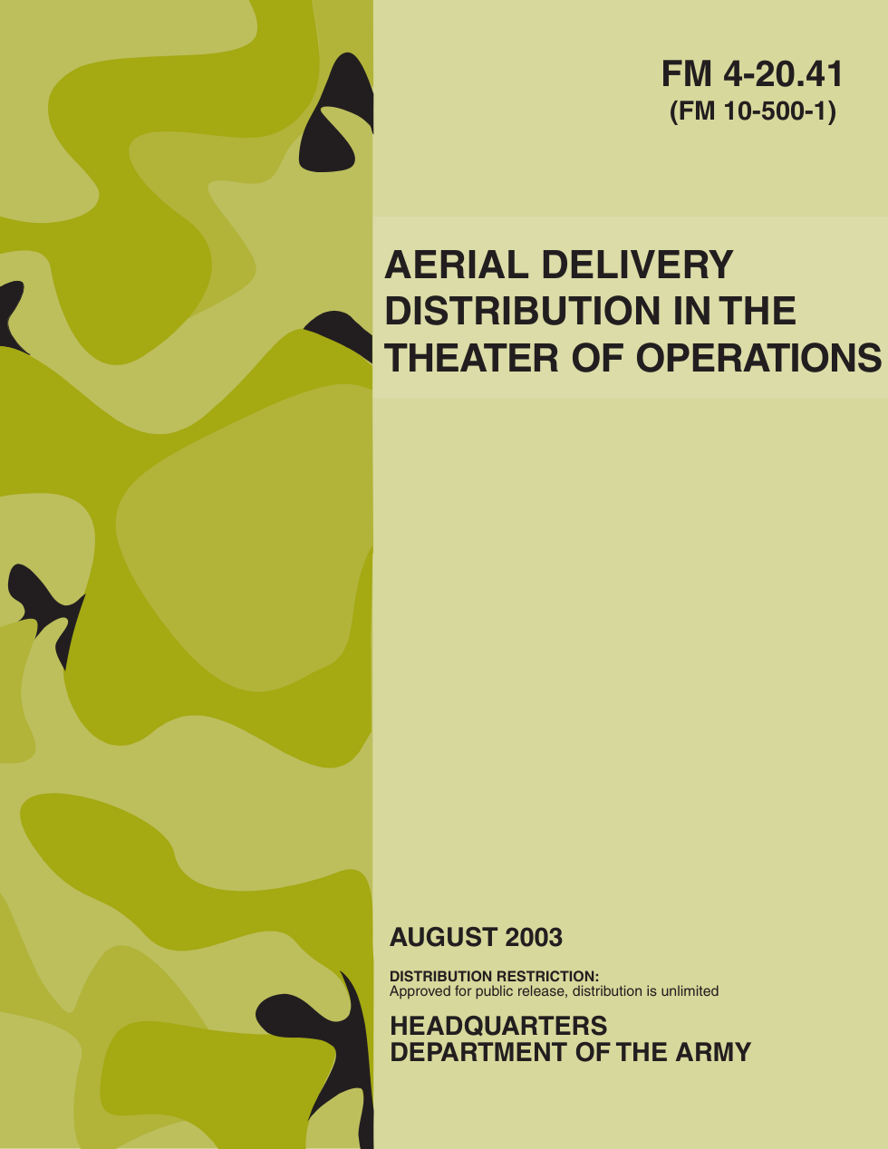 ARMY Aerial Delivery in Theater of Ops 2003 56 pages cover