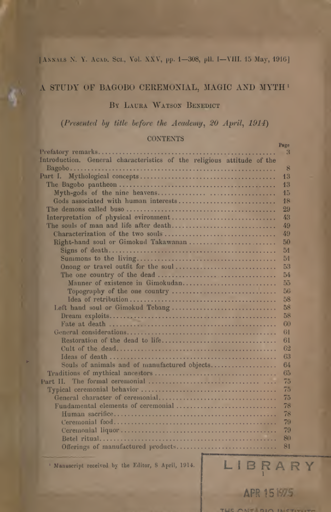 A Study Of Bagobo Magic & Myth - L Benedict cover