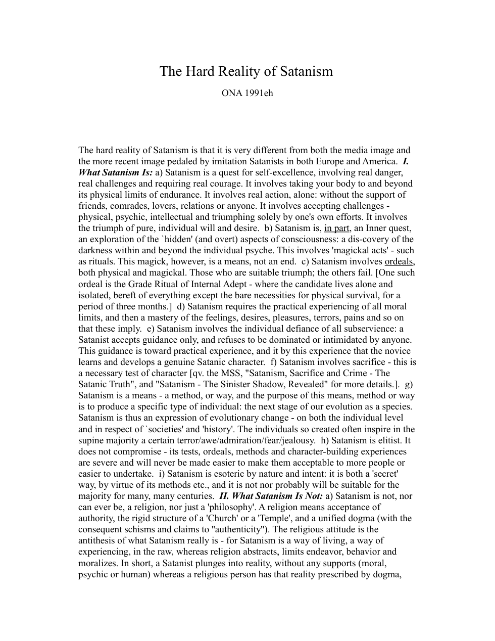 The Hard Reality of Satanism cover