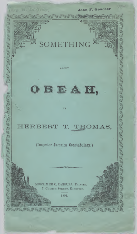 Something About Obeah - H T Thomas (1891) cover