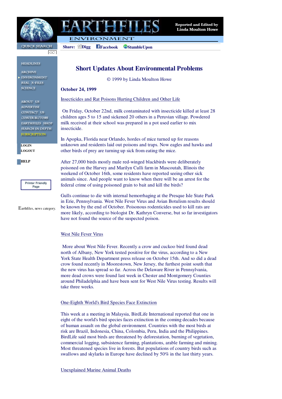 10 24 1999 Short Updates About Environmental Problems cover