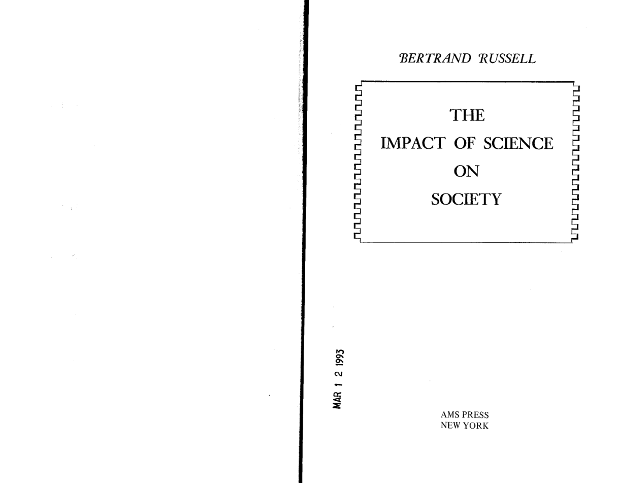 Bertrand Russell - The Impact of Science on Society cover