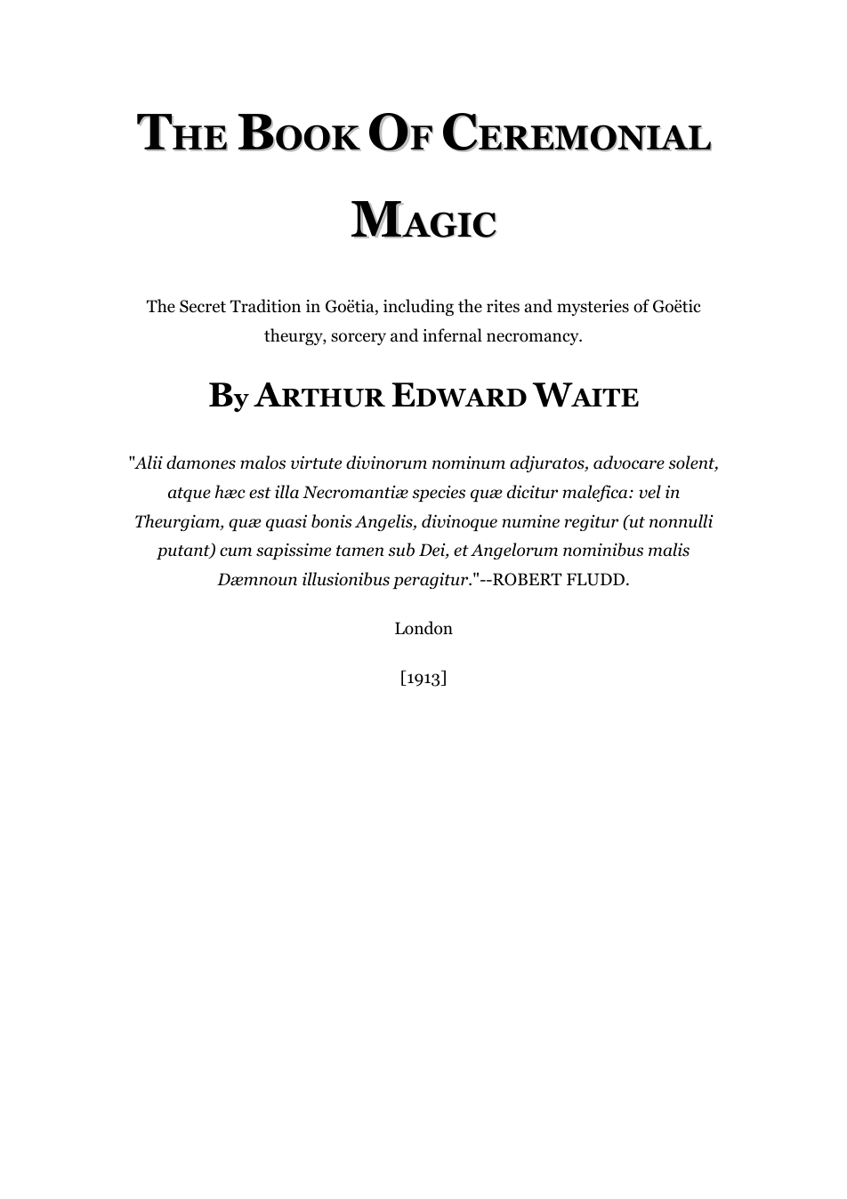 The Book Of Ceremonial Magic - A E Waite cover