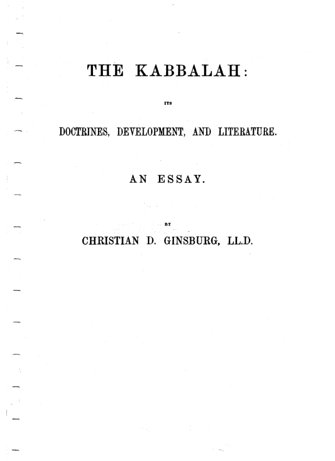 Ginsburg - Kabbalah cover