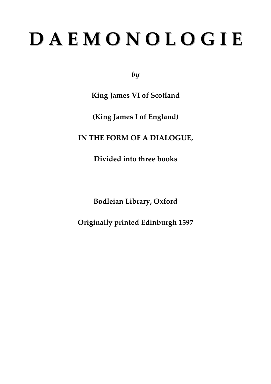 Daemonologie - King James VI Of Scotland (NOTE Text only not scan) cover