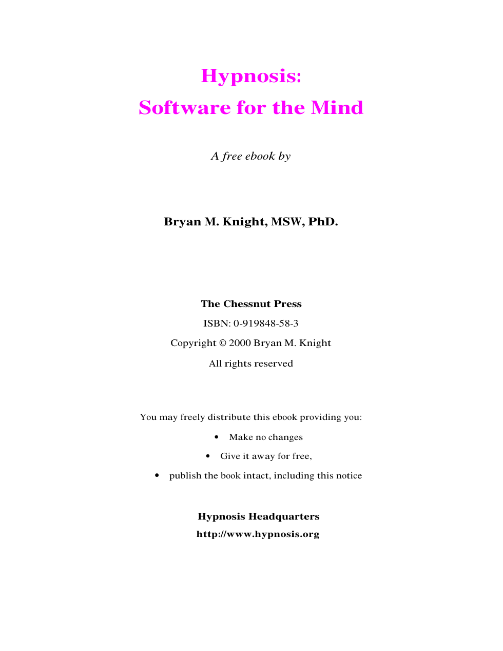 Hypnosis - Software For The Mind cover
