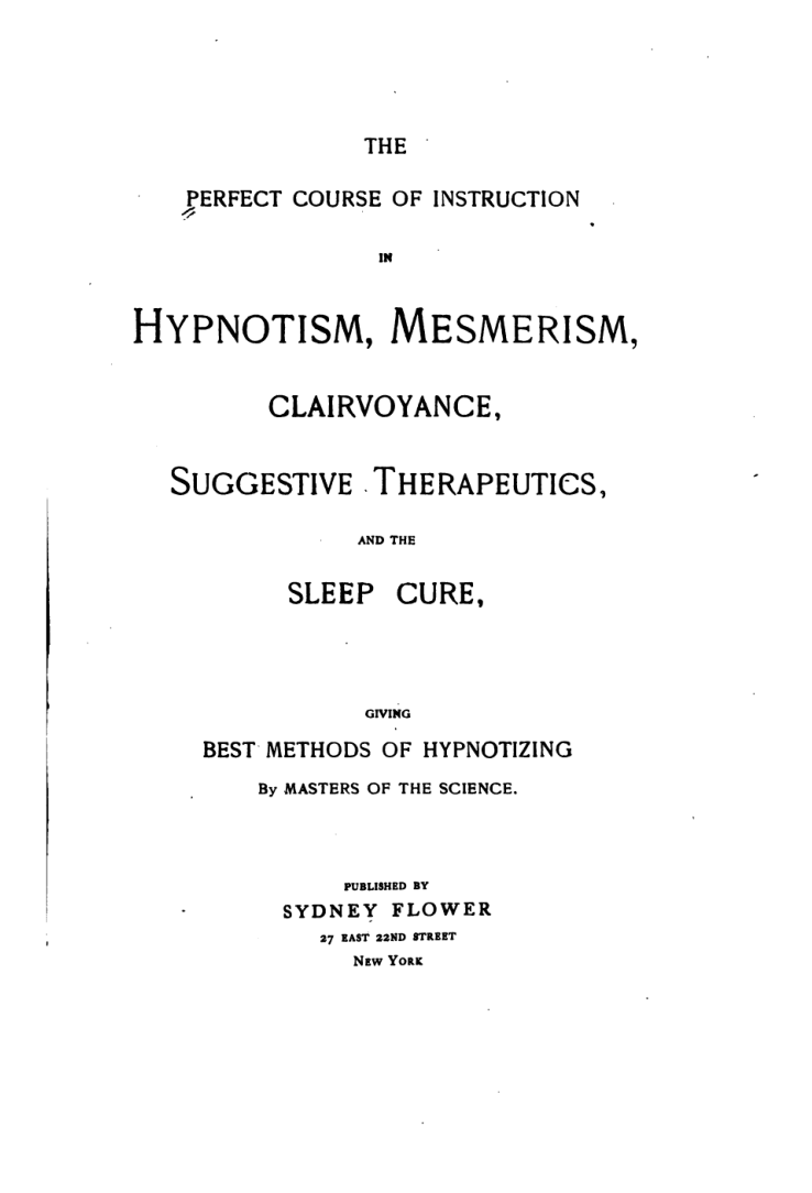 Hypnotism Mesmerism & Clairvoyance cover