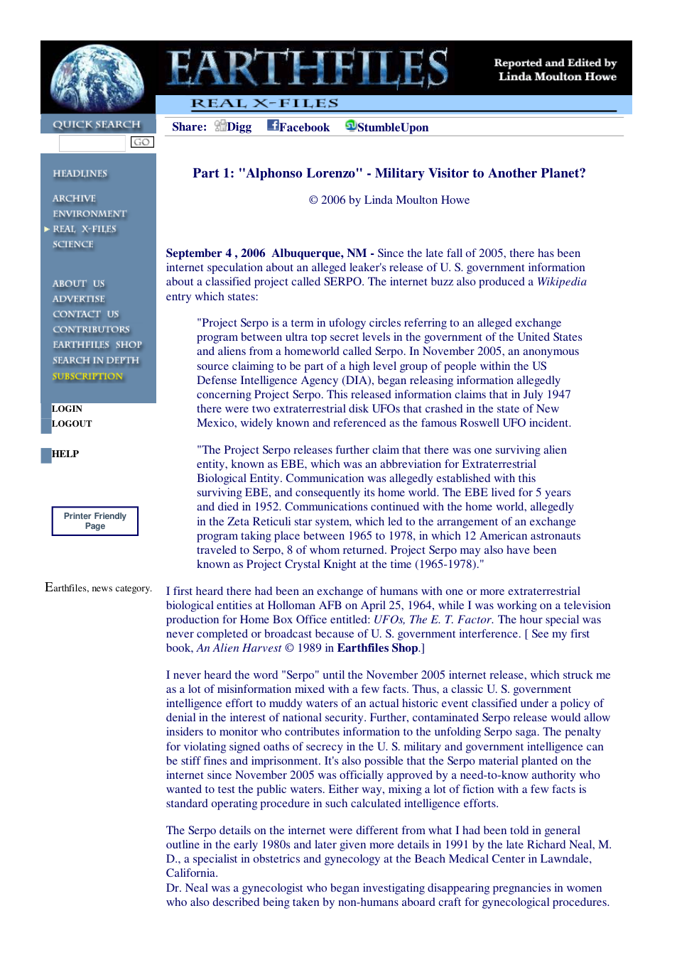 09 04 2006 Part 1 Alphonso Lorenzo - Military Visitor to Another Planet cover