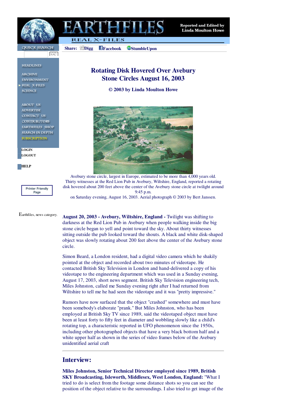 08 20 2003 Rotating Disk Hovered Over Avebury Stone Circles August 16, 2003 cover