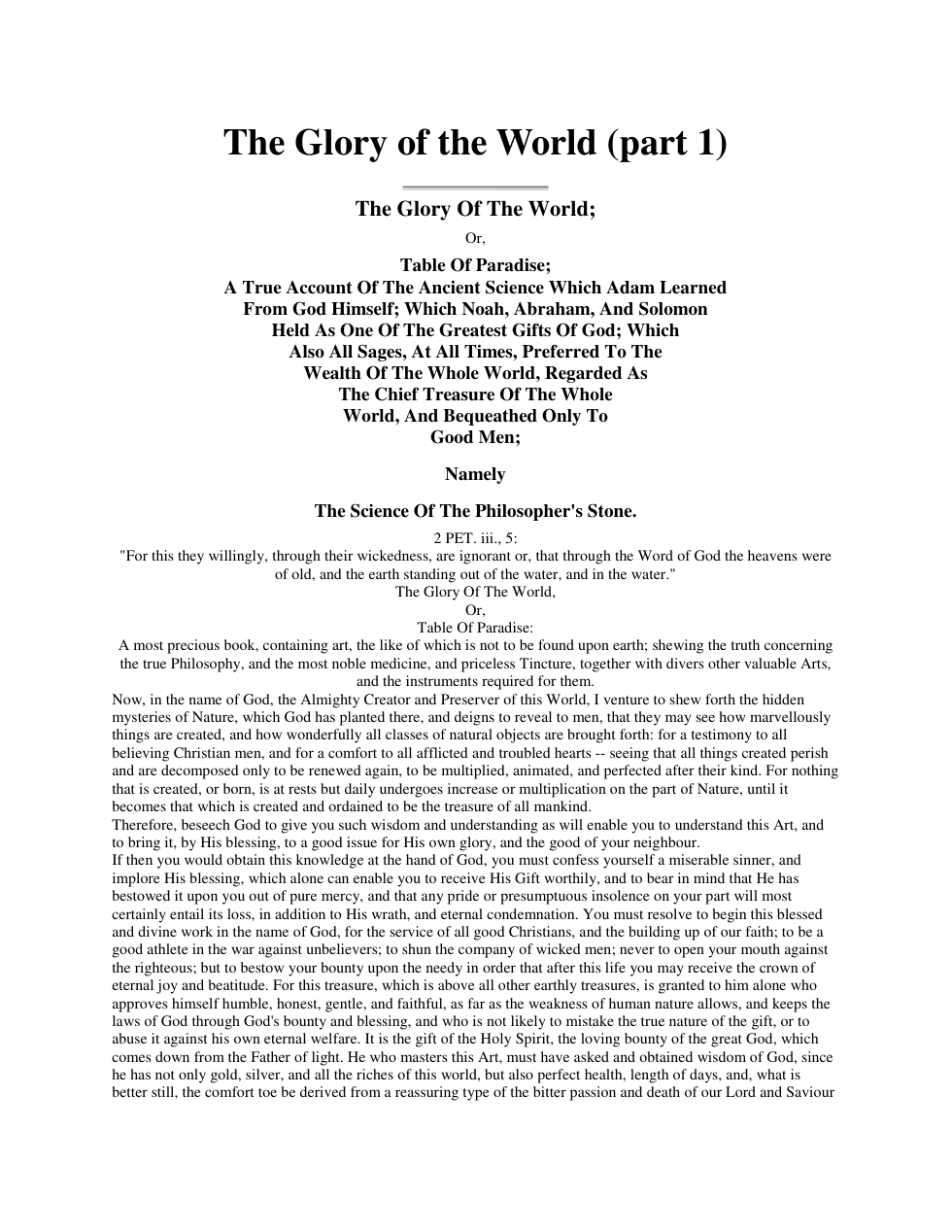 Glory of the World cover