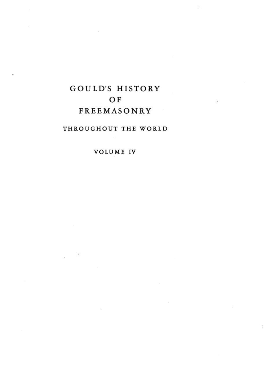Gould - History of Freemasonry Throughout the World Vol. 4 (1936) cover