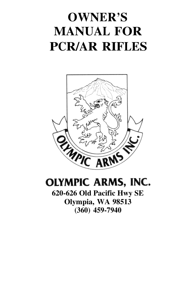 Olympic Arms Inc. PCR & AR Owners Manual 26 pages cover