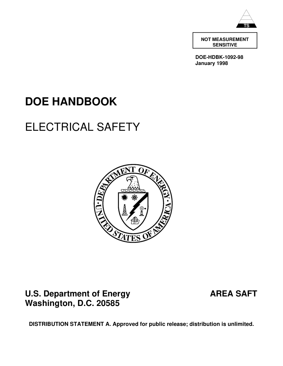 USDOE Electrical - Safety Handbook 1998 324 pages cover