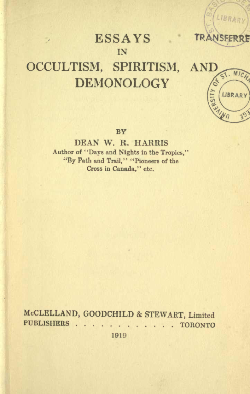 Essays in Occultism Spiritism & Demomology - W R Harris (1919) cover