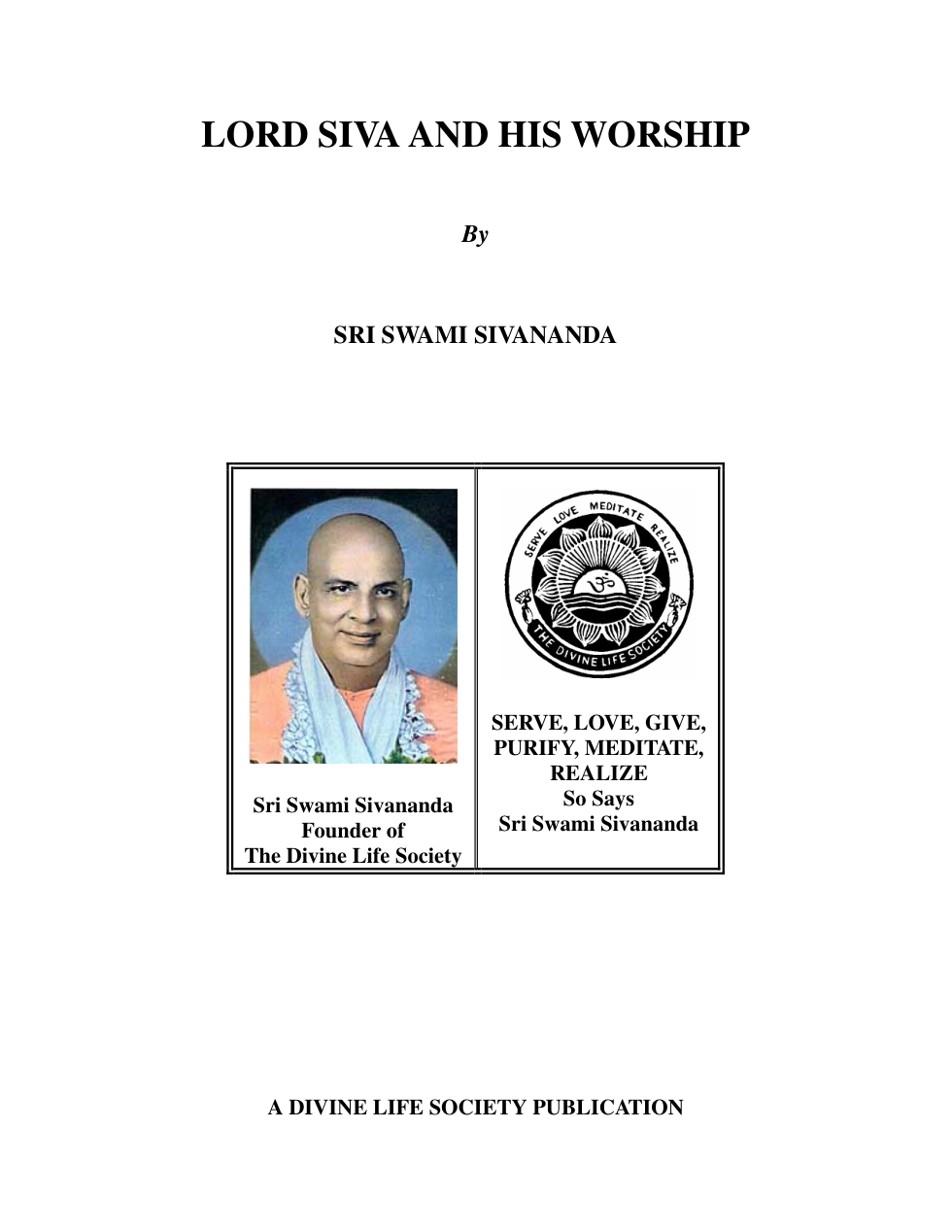 Lord Siva by Swami Sivananda cover