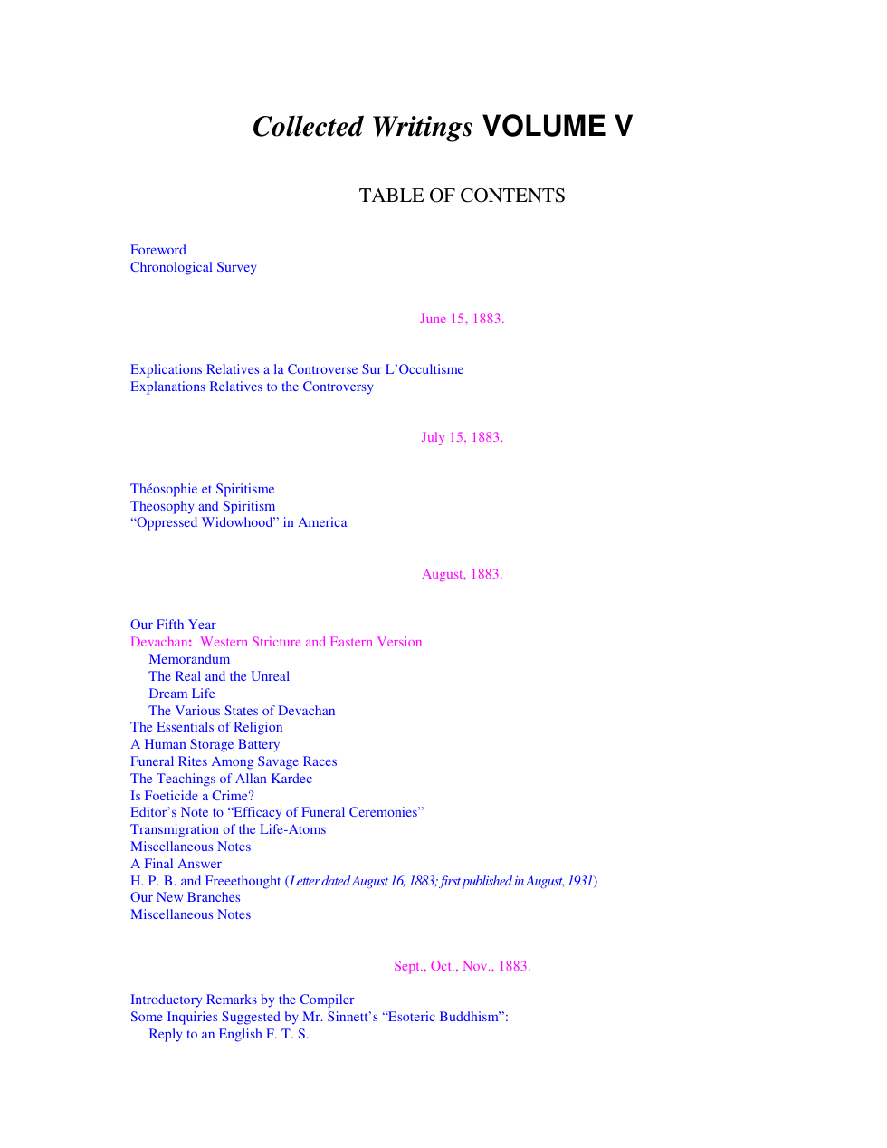 H P Blavatsky - Collected Writings Volume V cover