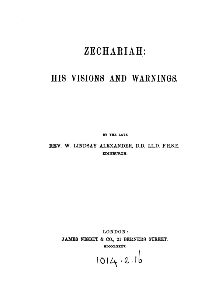 Zechariah cover