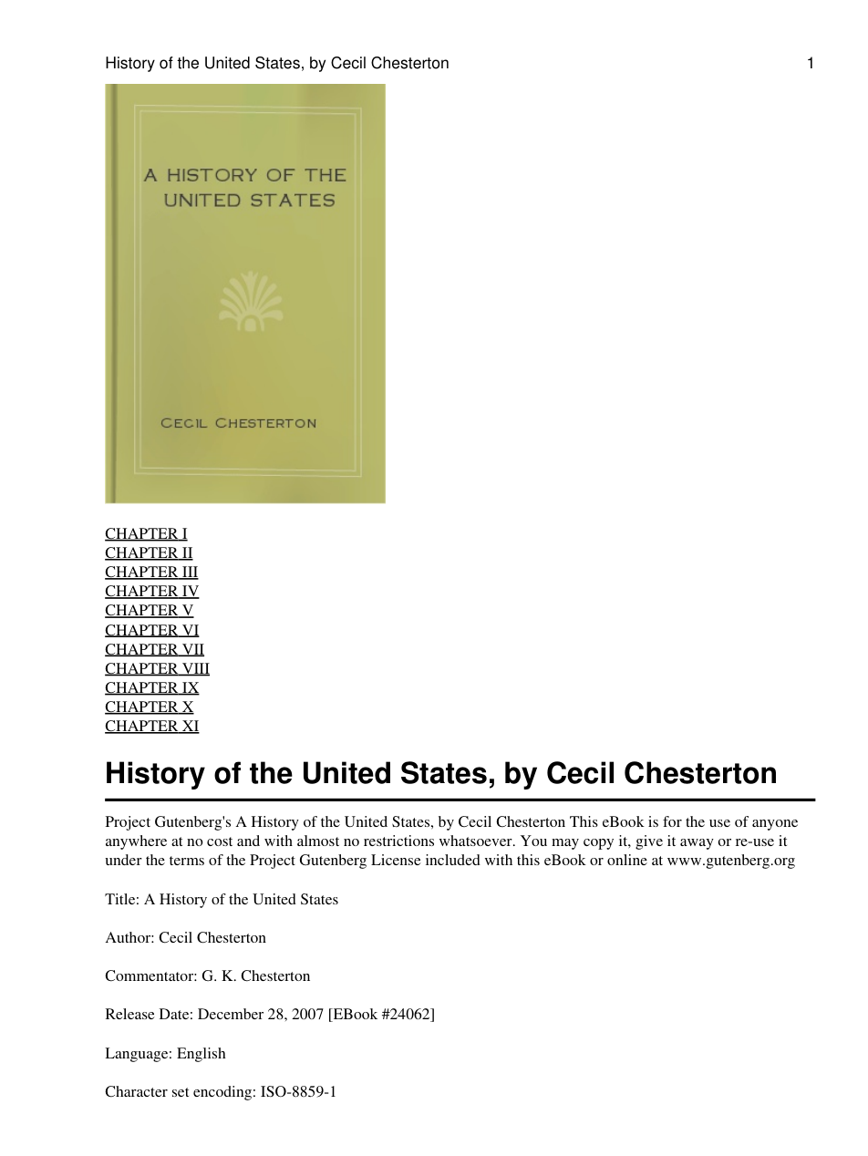 History of the United States [1919] cover
