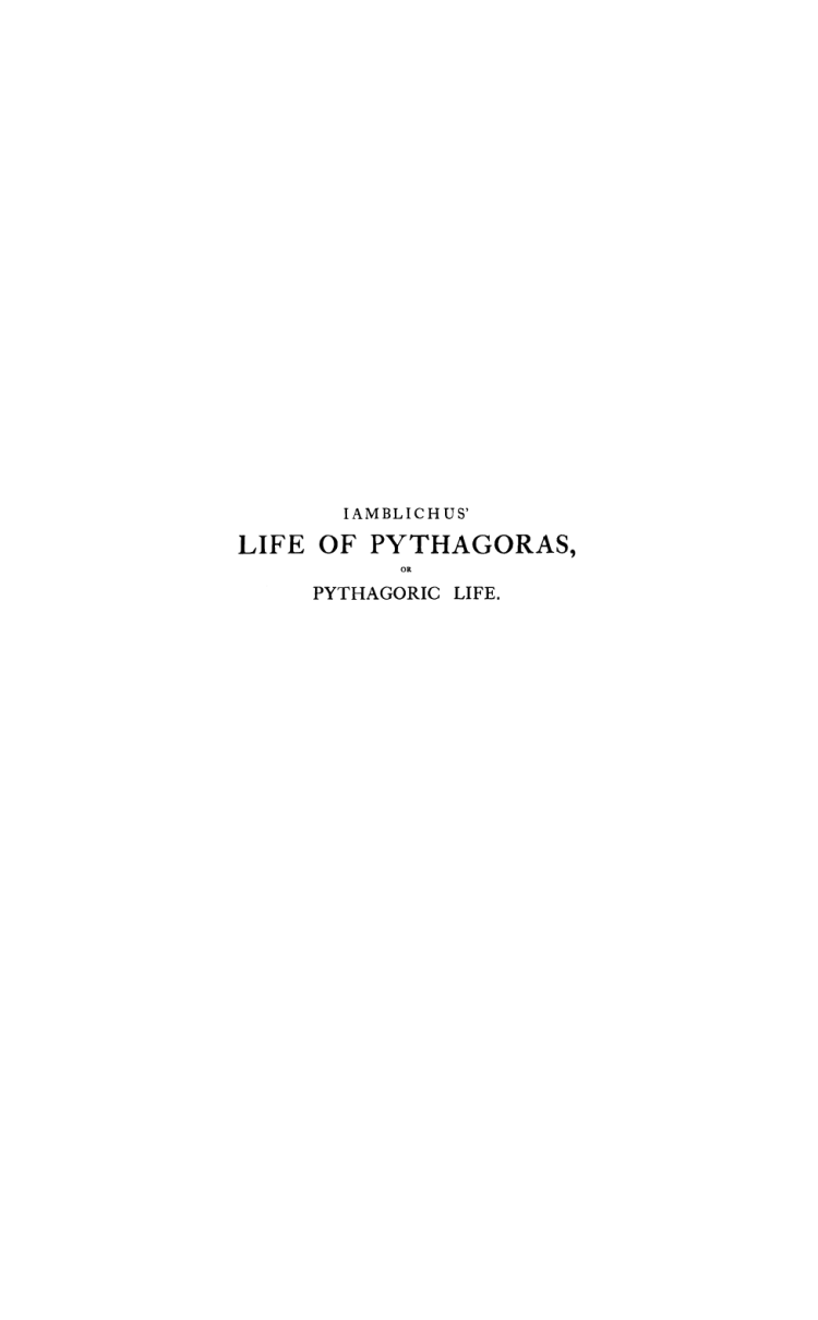 Thomas Taylor Iamblichus Life of Pythagoras cover