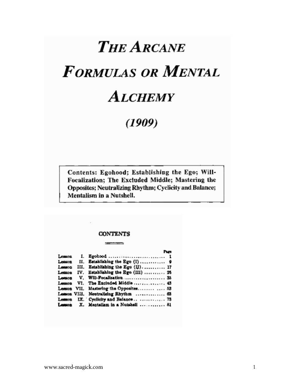 Arcane Formulas or Mental Alchemy cover
