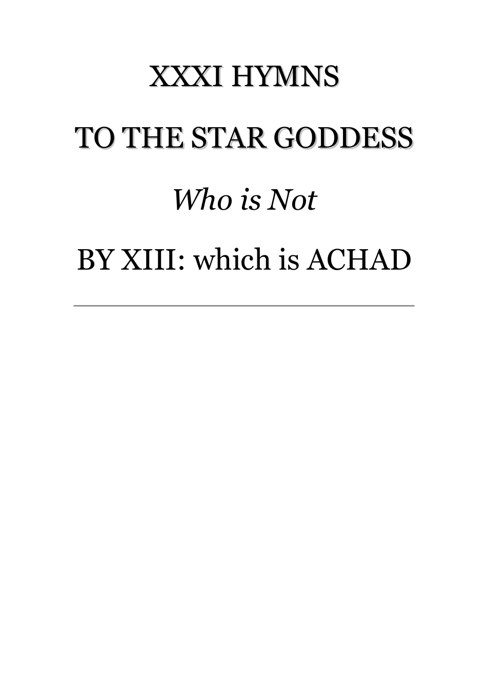 XXXI Hymns To The Star Goddess - Frater Achad cover