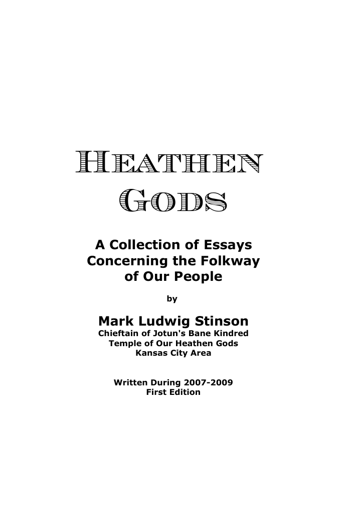 Mark Ludwig Stinson - Heathen Gods A Collection Of Essays Ver 2 cover