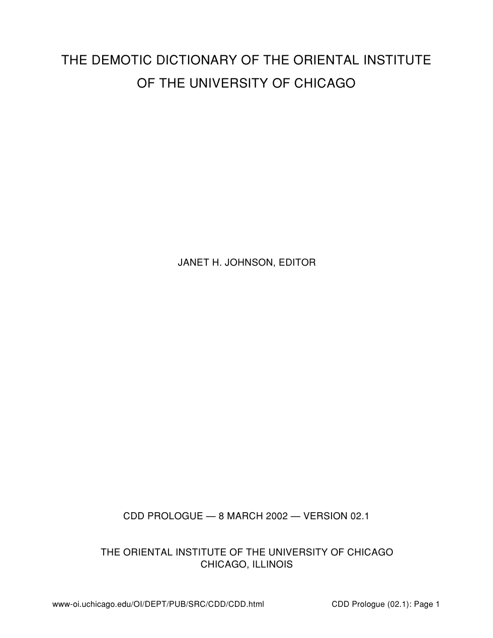 Chicago Egyptian Demotic Dictionary cover