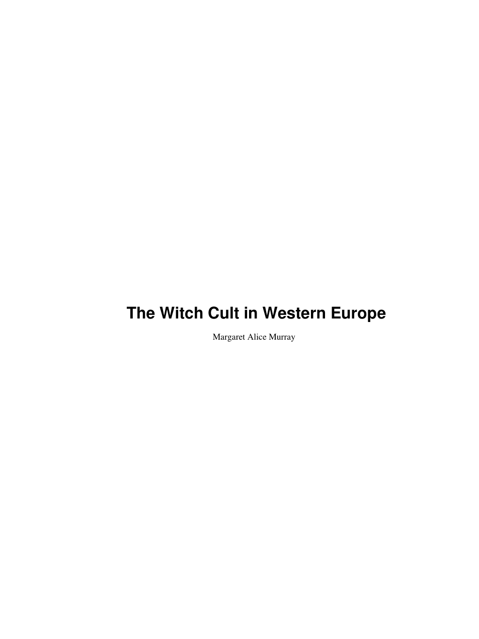 Witchcult In Western Europe cover